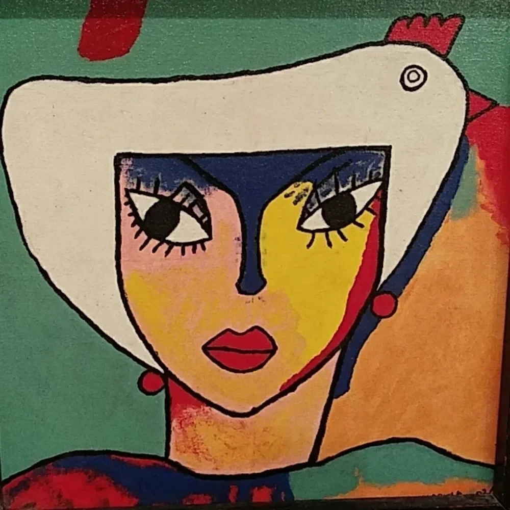 Chicken  hat  acrylic  paint